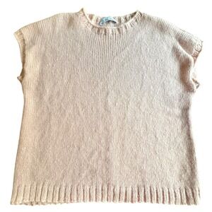 $200‎ Handmade ALPACA Knit Sleeveless Top Blush Pink Boxy Sweater Vest Sz MED-LG